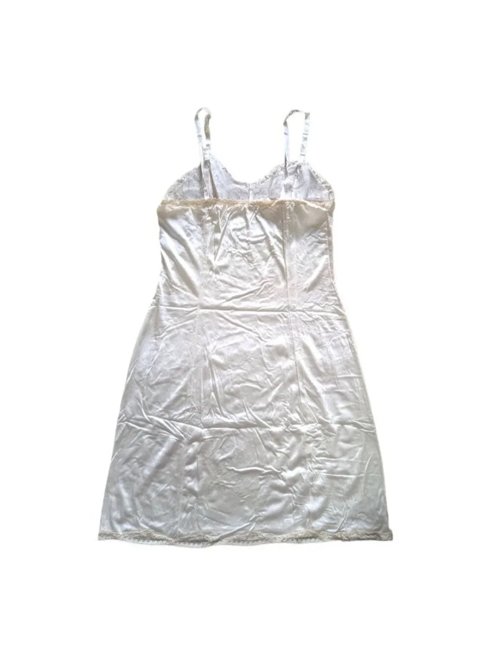 VTG Wonder Maid Ivory Non Cling Full Slip Lace Trim 32 Nylon
